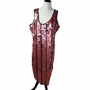 Ashley Stewart Plus size 18/20 Black Pink Purple Chunky Sequin Bodycon Dress